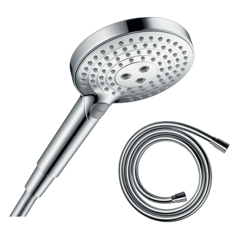 Hansgrohe - Pommeau de douche Raindance Select s EcoSmart 120 3 jets chromé + flexible de douche 2 m Isiflex chromé