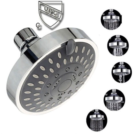 Pommeau de douche haute pression 10,2 cm 5 fonctions pommeau de douche – Rotule pivotante en métal réglable avec filtre.