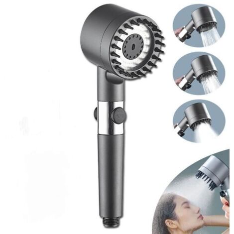 Pommeau de Douche Haute Pression avec Arret économie d'eau avec Filtre Douchette Douche Salle de Bain Réglable 3 Modes AntiCalcaire