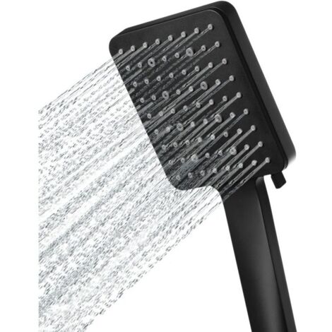 Pommeau de douche haute pression noir – 6 modes, économie d’eau, grand format 20 cm, design moderne et puissant