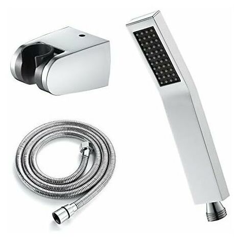 Pommeau de Douche Laiton Douchette à Main avec Flexible Pomme de Douche à Main Fonction Unique Anti Calcaire Tête de Douche avec Sortie d'eau en Silicone,Chrome，Fonepro