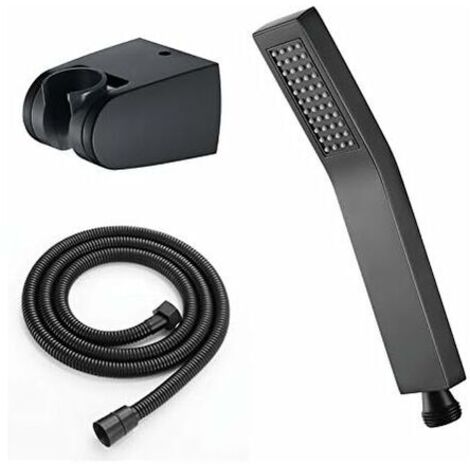 Pommeau de Douche Laiton Douchette à Main avec Flexible Pomme de Douche à Main Fonction Unique Anti Calcaire Tête de Douche avec Sortie d'eau en Silicone,Noir