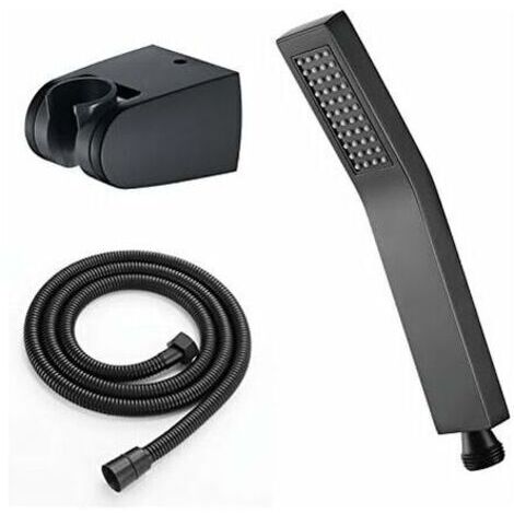 Pommeau de Douche Laiton Douchette à Main avec Flexible Pomme de Douche à Main Fonction Unique Anti Calcaire Tête de Douche avec Sortie d'eau en Silicone,Noir
