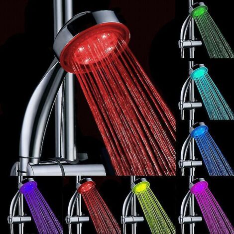 Pommeau de douche LED 7 couleurs à changement de couleur, douchette à main