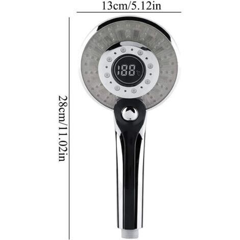 Pommeau de douche LED avec 3 couleurs de réglage de la température, pommeau de douche à effet pluie, en ABS, douchette à économie d'eau avec affichage numérique pour douche et baignoire (G1