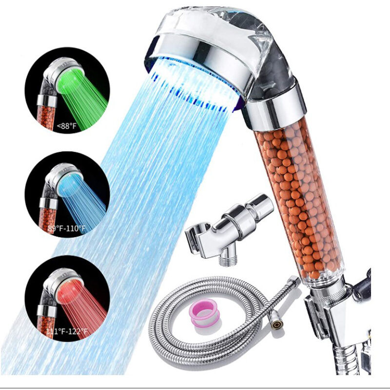 Pommeau de douche LED avec filtre à main, pomme de douche haute pression à changement de couleur avec filtre, pomme de douche à économie d'eau avec