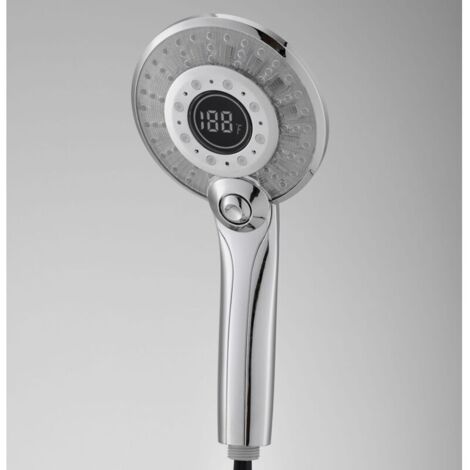 Pommeau de Douche LED, Douchette de Douche LED 3 Couleurs Contrôle de la température Douchette à Main avec Affichage de Température Digital Économie d'eau Douche 3 Modes,