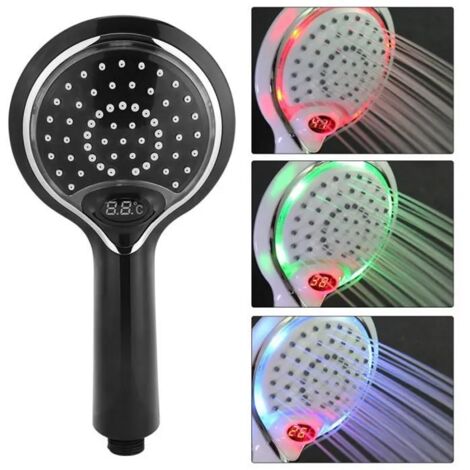 Pommeau de douche LED - Douchette - Pommeau de douche intelligent à affichage thermostatique numérique LED - Noir - Unité