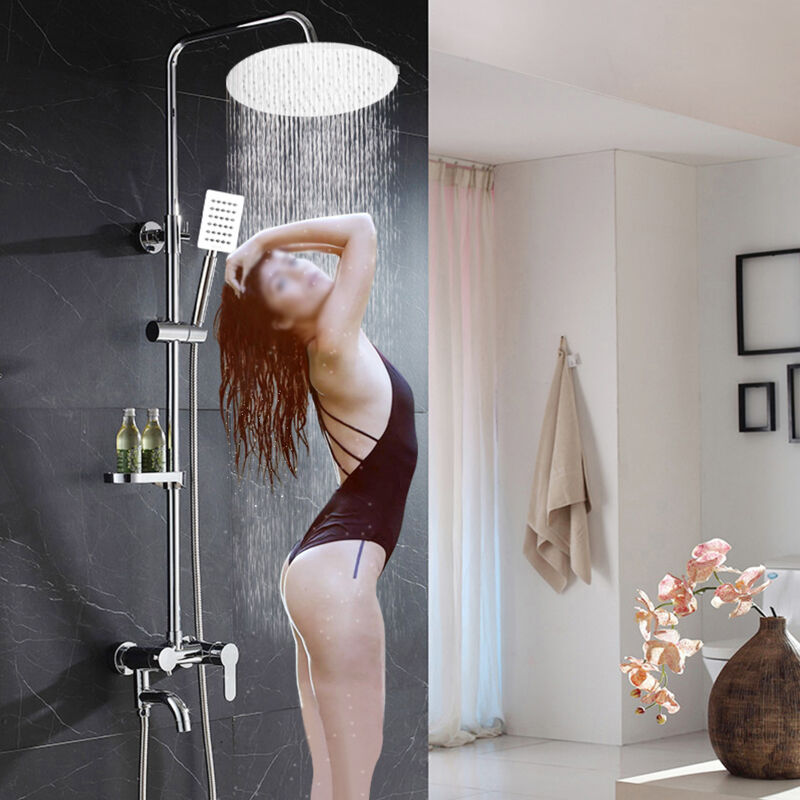 Pommeau de douche mince en acier inoxydable, Spray rond en acier inoxydable 304, pomme de douche mince de 12 pouces, 30cm