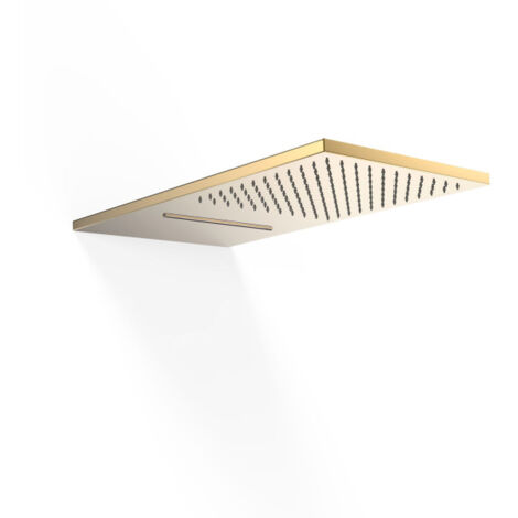 Pommeau de douche muralAvec 2 types de jet (pluie/cascade) Or 24K - TRES 29990301OR