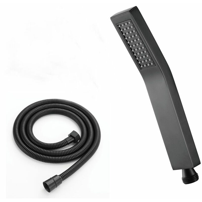 Pommeau de douche noir avec tuyau et support Ensemble de douche à main mural en laiton Pommeau de douche à économie d'eau avec buses anti-calcaire