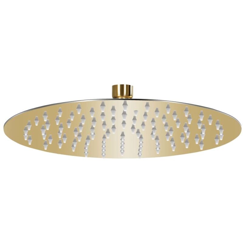 Pomme de douche pluie pulvérisateur pommeau de douche tête de douchette accessoire de salle de bain acier inoxydable 25 cm ronde doré