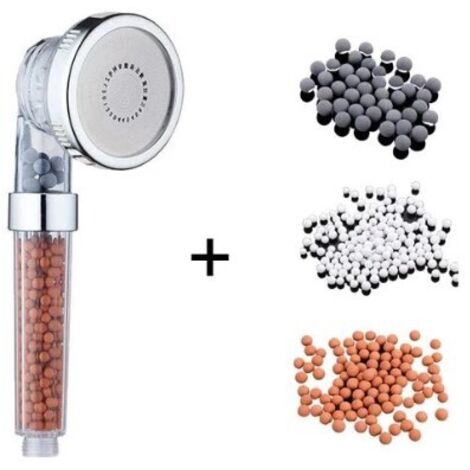 Pommeau de douche, pommeau de douche anticalcaire économie d'eau haute pression filtre à trois étages système de filtration ionique avec filtre en coton PP remplaçable 1pc