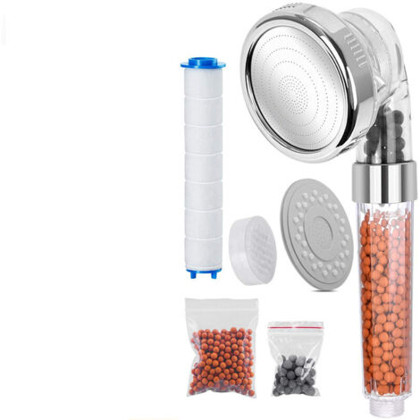 Pommeau de Douche,  Pommeau Douche Anti Calcaire Économiseur d'Eau Haute Pression Filtre à Trois Niveaux Système de Filtrage Ionique avec Filtre Coton PP Remplaçable