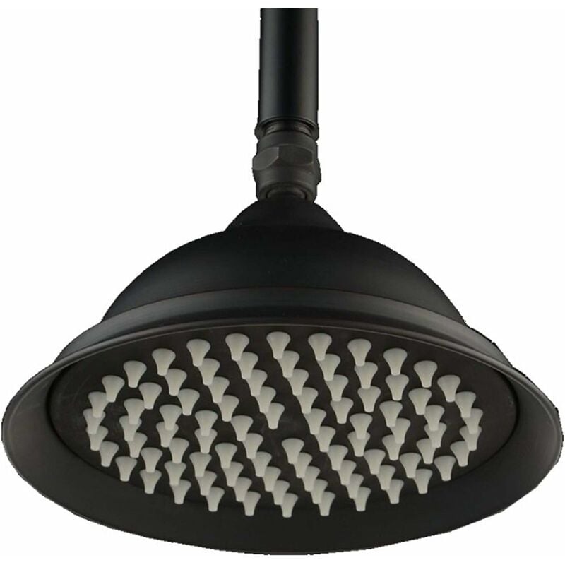 Pommeau de douche rétro, pomme de douche à pluie ronde Antique de 9 pouces, douche trompette (noir)