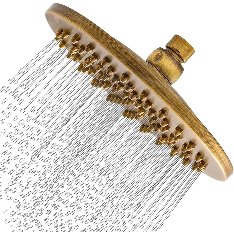 Forehill - Pommeau De Douche Rond En Laiton Brossé Antique TêTe De Douche à Effet Pluie De 8 Pouces Avec Filtre Adapté à La Douche De Salle De Bain