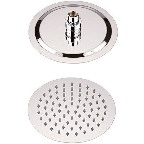Pommeau de douche rond en métal chromé et anti-calcaire mince de 20 cm, articulé