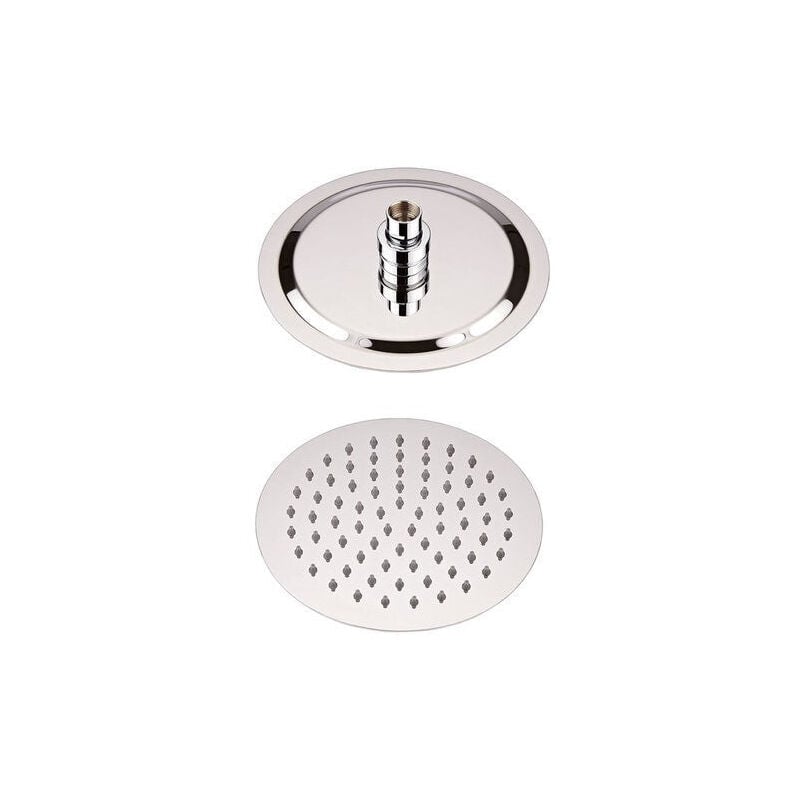 Pommeau de douche rond en métal chromé et anti-calcaire mince de 20 cm, articulé