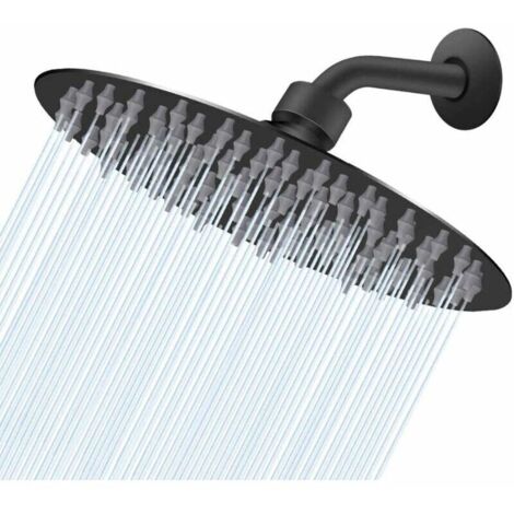 Pommeau de douche rond mince en acier inoxydable noir SUS304 vaporisat supéri pressurisé