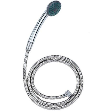 Pommeau de douche simple avec flexible, chromé