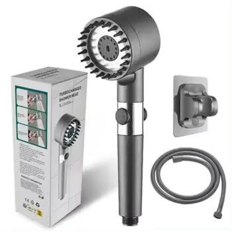 Pommeau de douche universel à effet cascade sous pression, silicone, acier inoxydable, portable, raccord de tuyau intégré, 3 modes de jet, haute pression, économie d'eau, avec système de filtration, a