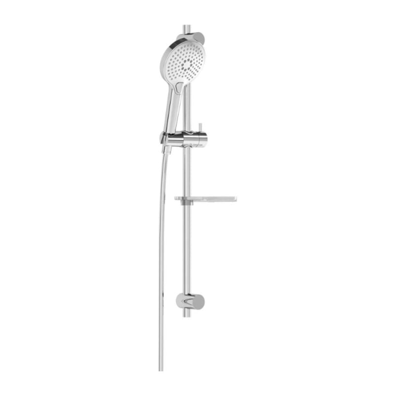 Vitra - Ensemble de douche Aquaheat Bliss 3 jets chromé avec barre, porte savon et flexible