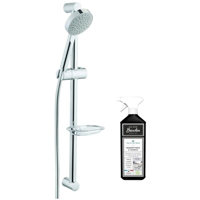 Pommeau de douche VITRA Master avec barre, porte savon et flexible + nettoyant Briochin