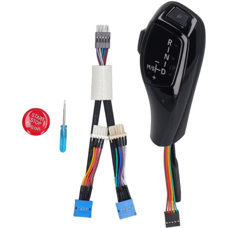Pommeau de Levier de Vitesse Automatique à LED, KIMISS LED Pommeau de Levier de Vitesse de Voiture à Gauche Bouton Rouge Côté Entraînement Remplacement Lisse pour X3 E83(Noir brillant).