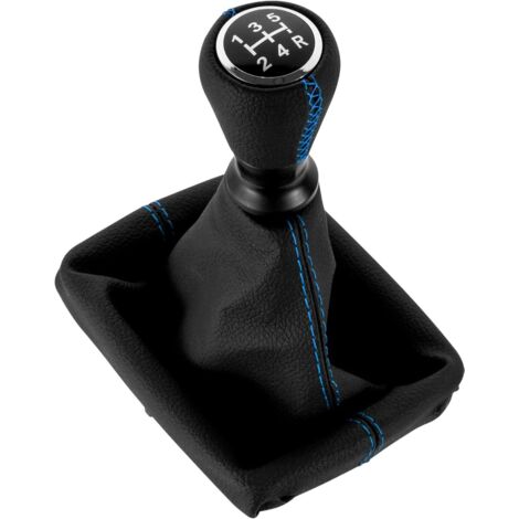 Pommeau de Levier de Vitesse Cuir avec Soufflet Compatible pour Peugeot 206 406 (Bleu)