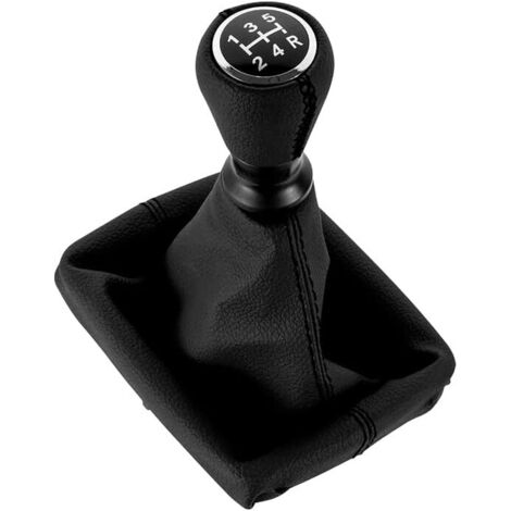 Pommeau de Levier de Vitesse Cuir avec Soufflet Compatible pour Peugeot 206 406 (Noir)
