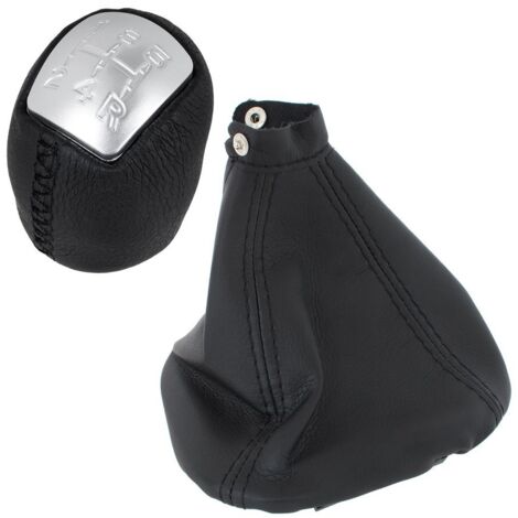 Pommeau de levier de vitesse Iveco Daily IV V 06-14 ARGENT 5 VITESSES + soufflet de levier de vitesse NOIR + cadre 2 pièces. SET