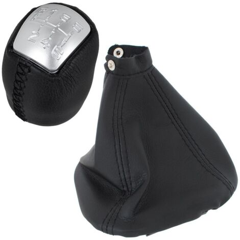 Pommeau de levier de vitesse Iveco Daily IV V 06-14 ARGENT 6 VITESSES + soufflet de levier de vitesse NOIR + cadre 2 pièces. SET