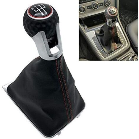 Pommeau de levier de vitesse LHD 5 6 vitesses en cuir anti-poussière pour VW Golf 7 Mk7 GTI GTD 2013 2014 2015 2016 2017 2018 (6 vitesses)