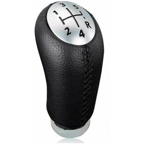 Pommeau de levier de vitesse manuel  - Cuir noir - Pour Renault Clio III, Megane 2 et Laguna - Avec adaptateur inclus
