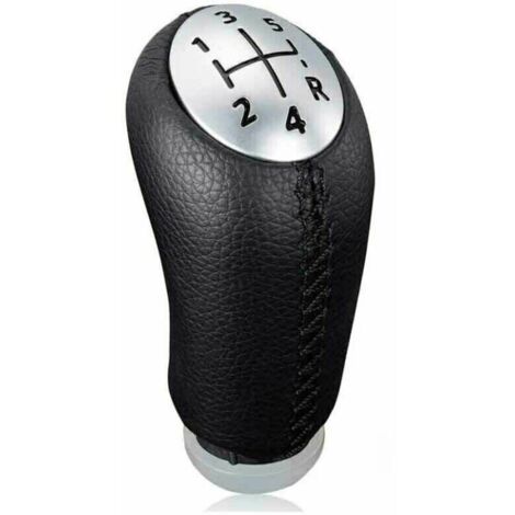 Pommeau de levier de vitesse manuel - Cuir noir - Pour Renault Clio III, Megane 2 et Laguna - Avec adaptateur inclus-Crezuo