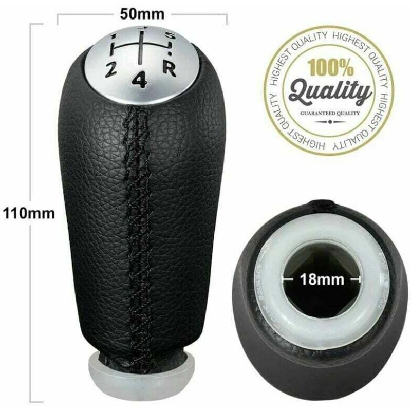 Pommeau de Levier de Vitesse Manuel en Cuir Noir pour Renault Clio iii 2005-09, Megane 2 Laguna 2003-09 - Style et Confort pour votre Voiture