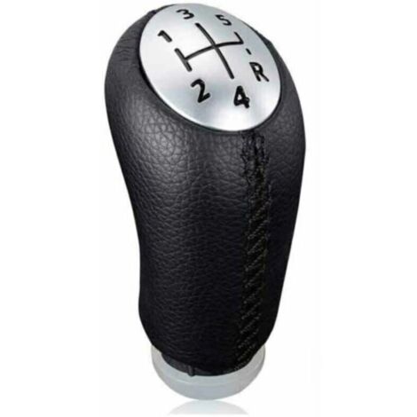 Pommeau de levier de vitesse manuel en cuir noir pour Renault Clio III, Megane 2 et Laguna, avec adaptateur inclus.