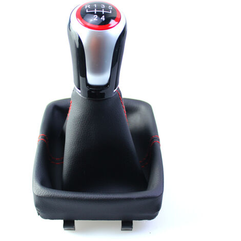 Pommeau de levier de vitesse pour Volkswagen Polo 9N, pommeau de levier de vitesse manuel, transmission manuelle, rouge, kit 5 vitesses (une pièce).