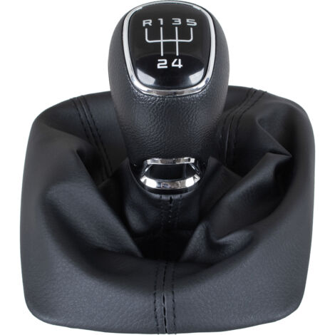Pommeau de levier de vitesse Skoda Octavia II 07-14 ABS NOIR + soufflet avec cadre 5 VITESSES