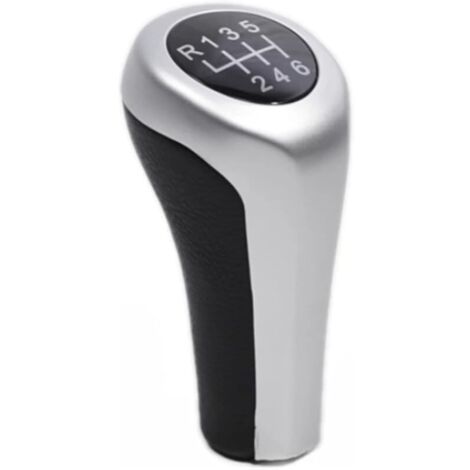 Pommeau de levier de vitesses compatible avec BMW Série 1 3 5 6 E30 E32 E34 E36 E38 E39 E46 E53 E60 E61 E63 E81 E82 E83 E84 E87 E90 E91 E92 X1 X3 X5 - Fibre blanche 6 vitesses