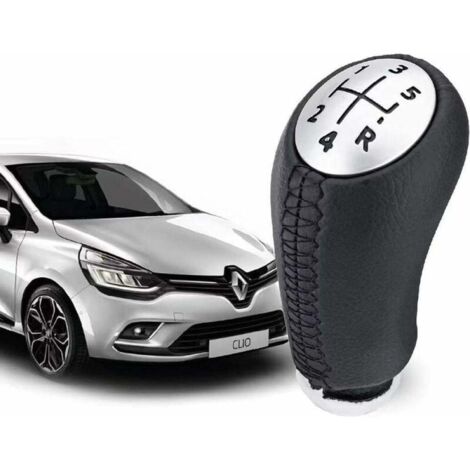 Pommeau de levier de vitesses en cuir compatible avec Clio 3 - 5 vitesses - Compatible également avec Laguna / Megane 2 / Clio 4 / Scenic / Kangoo