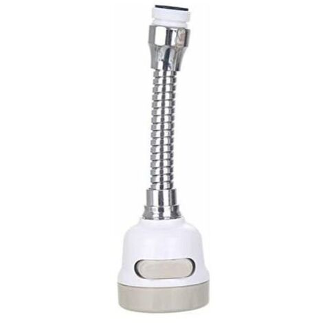 Pommeau de robinet de cuisine orientable à 360°, buse filtrante économe en eau, jet de douche réglable à 3 modes pour cuisine et salle de bain (blanc allongé)
