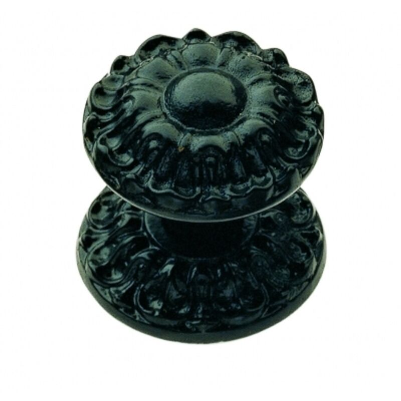 No Brand - Pommeau de tirage de porte d'entrée en fonte d'acier finition noir ø 70 mm, Marguerite