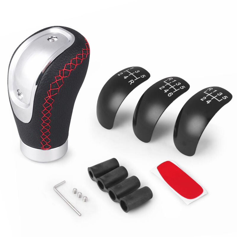 Pommeau de vitesse, levier de vitesse universel à 5 vitesses à 6 vitesses, levier de vitesses manuel en cuir PU, manuel rouge voiture