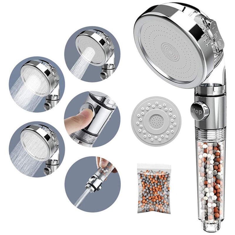 Sinbinta - Pommeau Douche Anti Calcaire, d'Eau Haute Pression Système de 3 Couches de Filtration avec 3 Mode de Douche