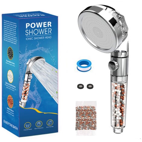 SJQKA Pommeau Douche Haute Pression Pomme de Douche Anti Calcaire Filtrant，3 Modes De Douche Convient à Salle De Bain