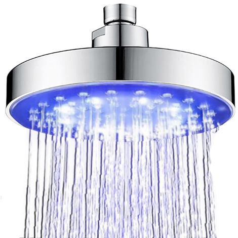 Pommeau douche LED 6 pouces 3 couleurs – Effet pluie, haute pression, chromé