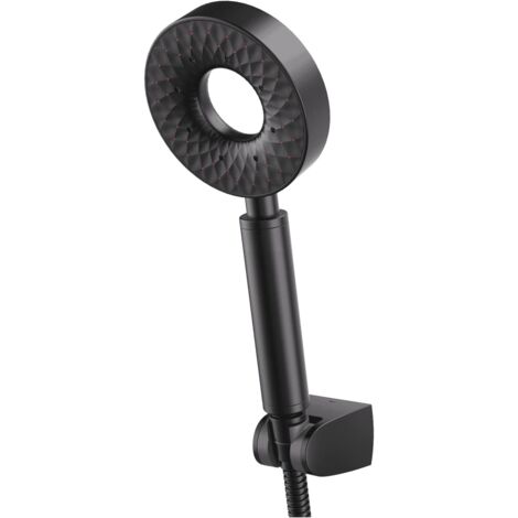 Pommeau Douche Noir Ronde Autonettoyant Douchette à Main 3 Modes Univers Pommeau de Douche en Plastique ABS Pomme de Douche avec 150cm Flexible de Douche ABS Support de Douche
