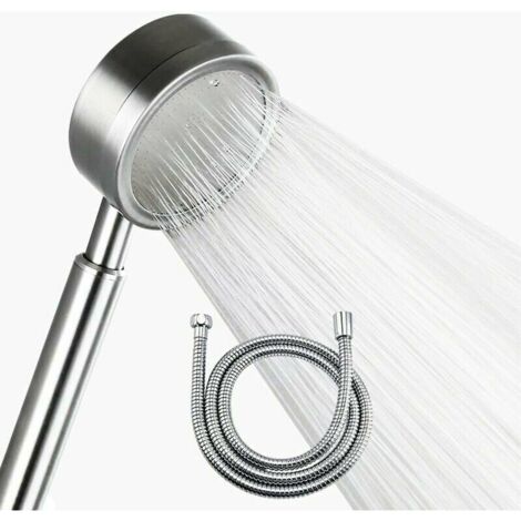 Pommeau Douche Pression Acier Inox 304 et Flexible Douche 1.5m,Pommeau Douche Economiseur d'eau,Douchette Douche salle de bain (Douchette+ 1,5mTuyau)