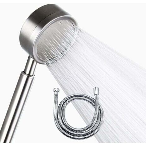 Pommeau Douche Pression Acier Inox 304 Et Flexible Douche 1.5m,Pommeau Douche Economiseur D'eau,Douchette Douche Salle De Bain (Douchette+ 1,5mtuyau)
